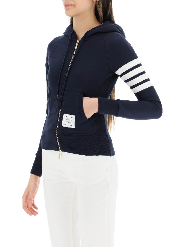 4-Bar Stripe Cotton Hooded Zip-up - Jente