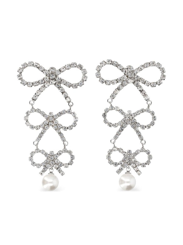 Crystal Bow Pearl Earrings