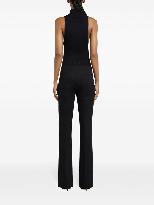 Logo Patch High Neck Cotton Sleeveless Top