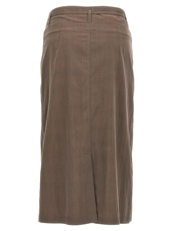 Tie Strap
  Button Midi Skirt