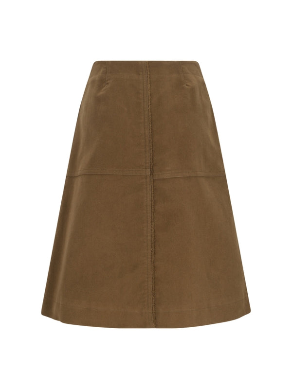 Zip Detail Cotton Slit Skirt