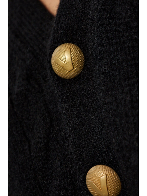 Gold Button
  Distressed Wool Cardigan