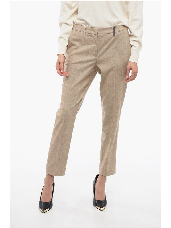 Beige Wool Cashmere Tailored Pants