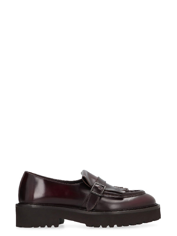 Burgundy Fringe Detail Smooth Leather
  Loafer