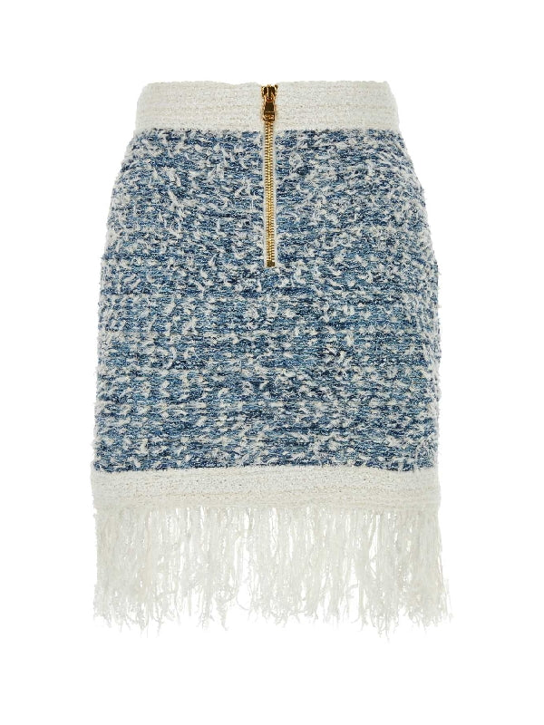 Viscose Tweed Fringe Skirt