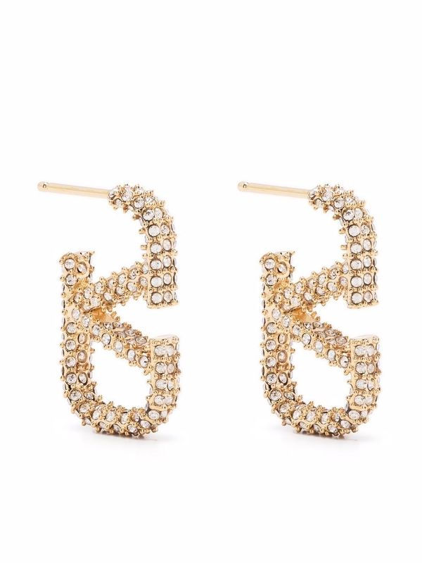 V Logo Jewel Accent Earrings