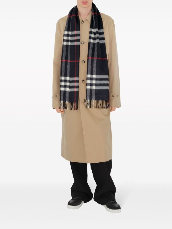 Check Cashmere Fringe Muffler