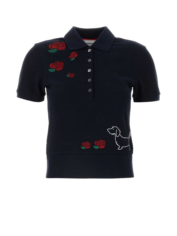 Flower Embroidery Polo Shirt