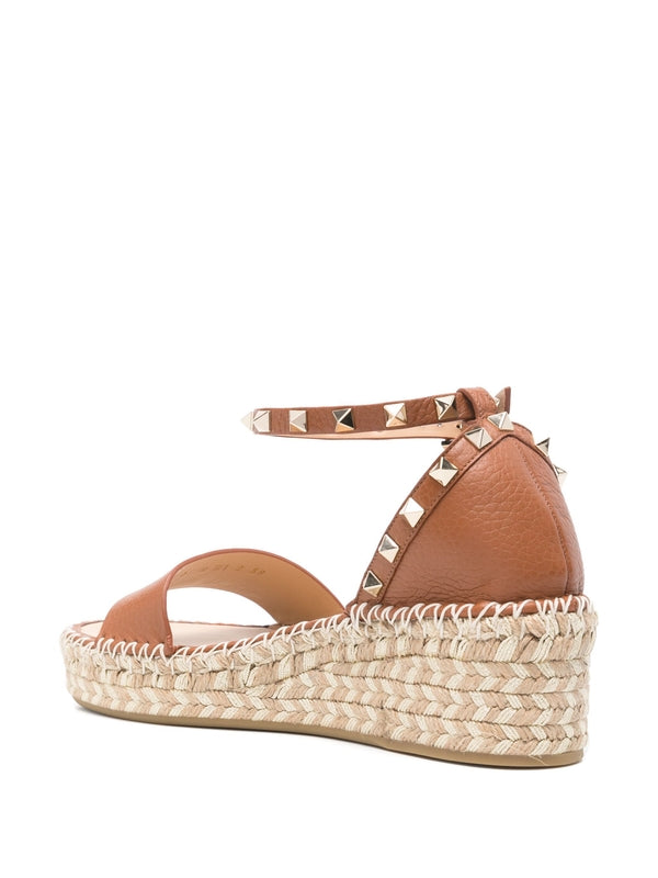 Rockstud Leather Espadrille Sandals