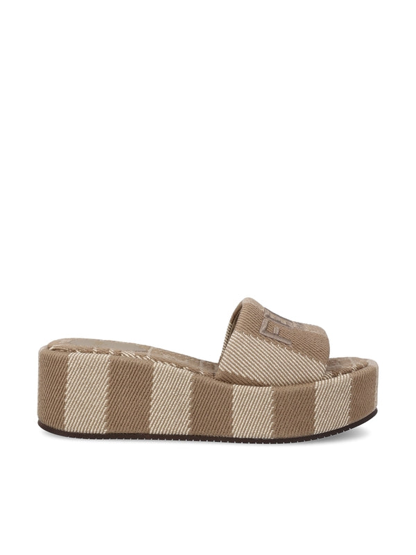 Sunshine Logo Denim Effect Wedge Sandals