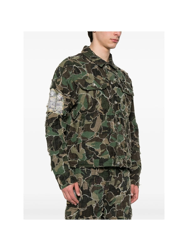 Camouflage Pattern Distressed
  Trucker Jacket