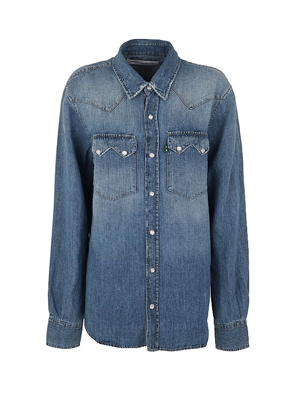 Chest Pocket Washed Denim Shirt