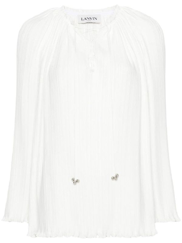 Pleats Tie Neck Blouse