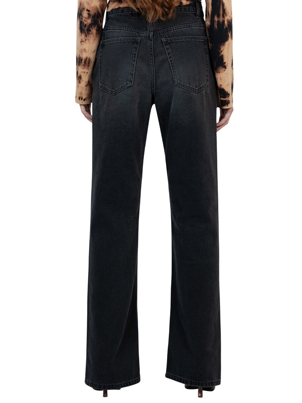 Black Cotton Denim Pants