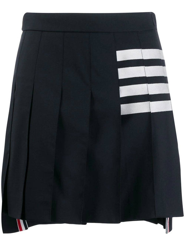 4-Bar Wool Pleated Mini Skirt