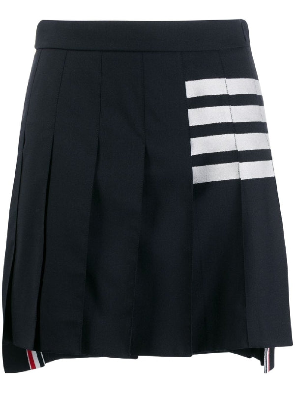 4-Bar Pleated Wool Mini Skirt