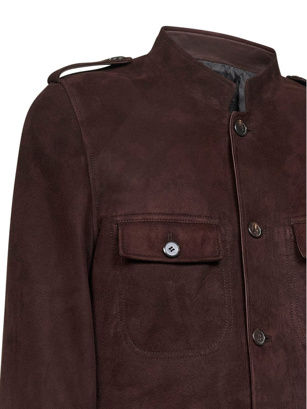 Back Triangle Logo Suede Jacket