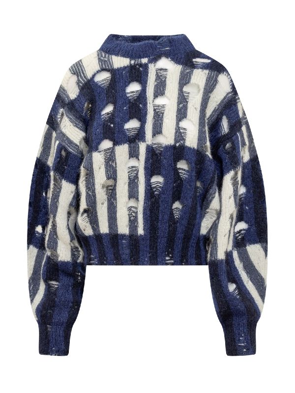 All-Over Distressed Crewneck Knit