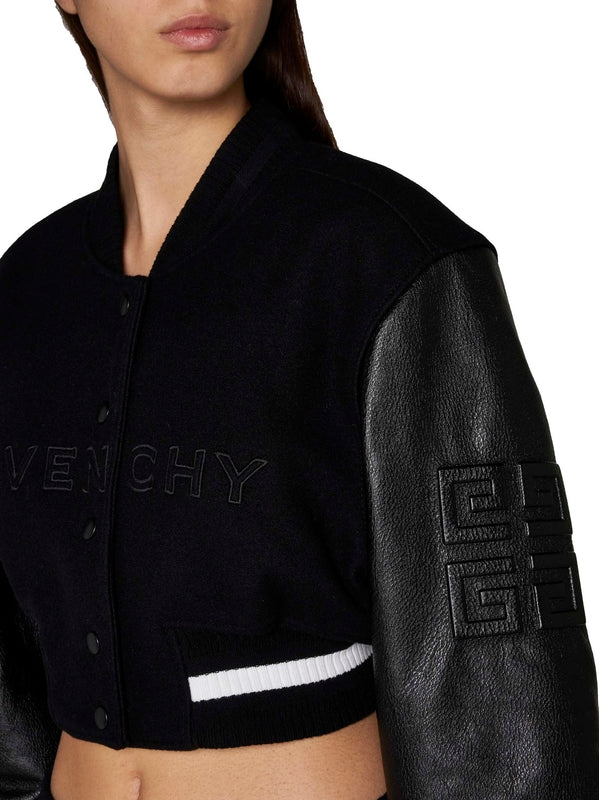 4G Logo Crop Varsity Jacket