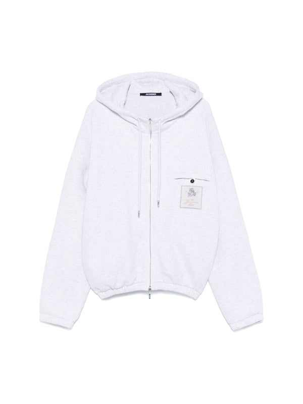 Back Logo Embroidery Cotton
  Hoodie Zip-Up