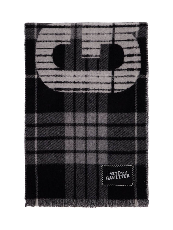 Logo Label Check Wool Muffler