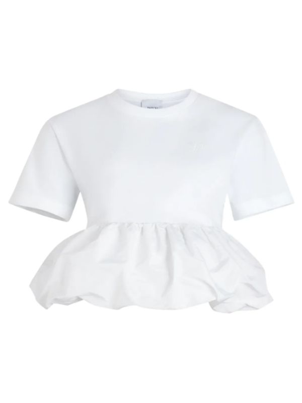 Ruffle Detail Cotton Short-Sleeved T-Shirt