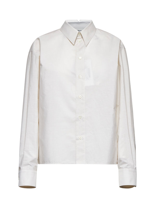 White Back Zipper Detail Cotton Shirt