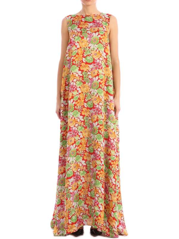 Allover Flower Maxi Flare Dress