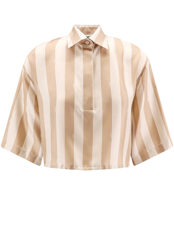 FENDI - Stripe Crop Silk Shirt - Jente
