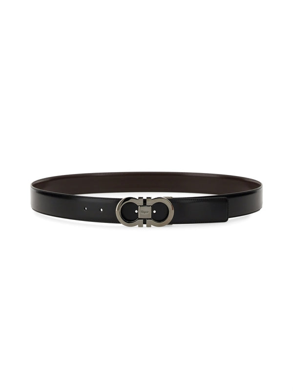 Double Gancini Reversible Leather Belt
