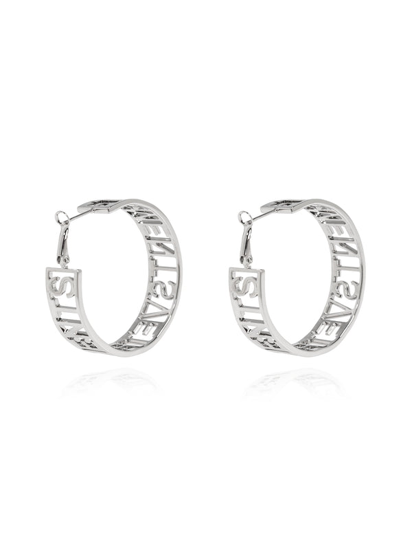 Logo Detail Silver Hoop Earrings