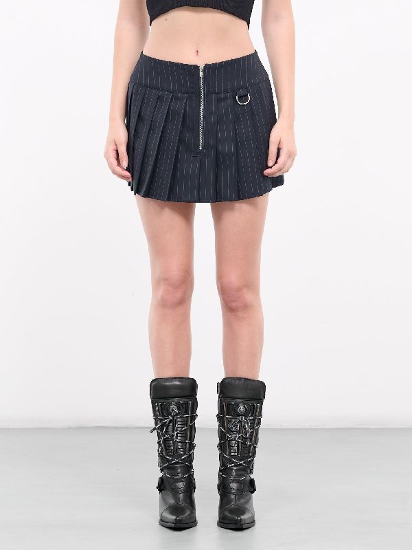 Pinstripe Pleated Mini Skirt