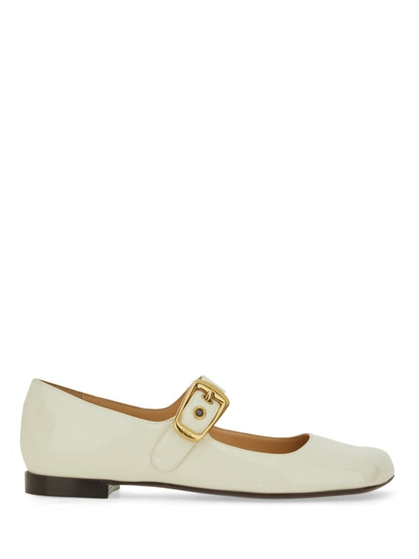 White Leather Flat Shoes