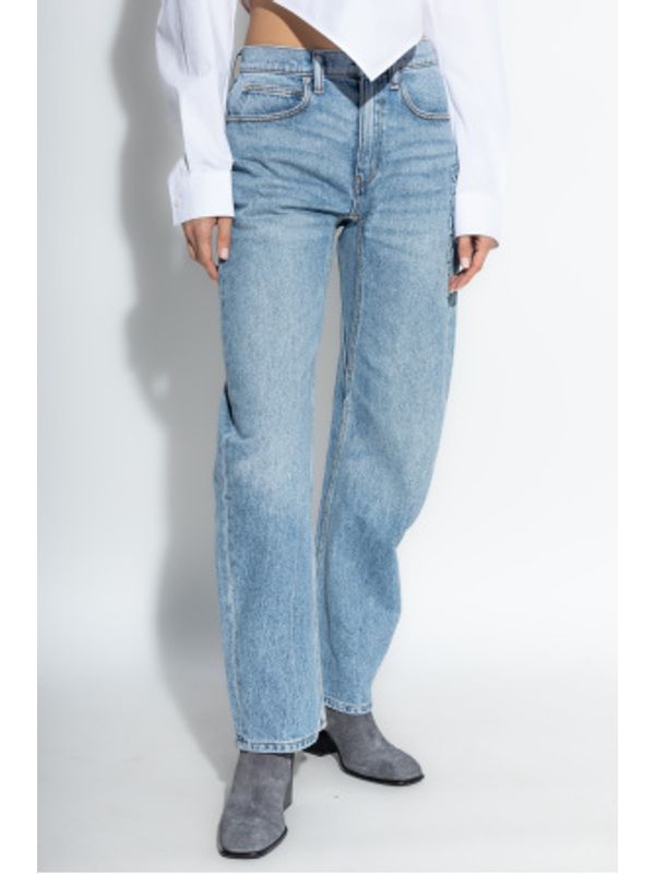 徽标棉质牛仔裤