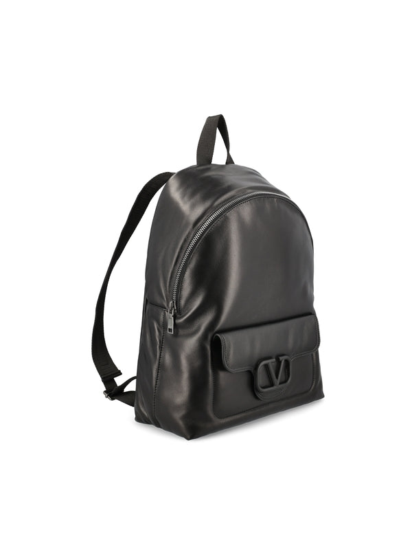 V Logo Embossing Lambskin Backpack