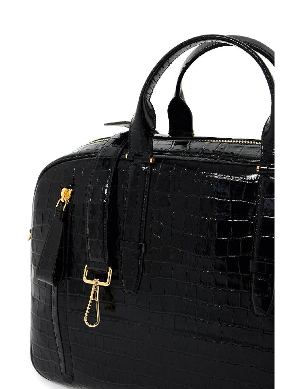 Croc-effect Leather Duffel Bag - Jente