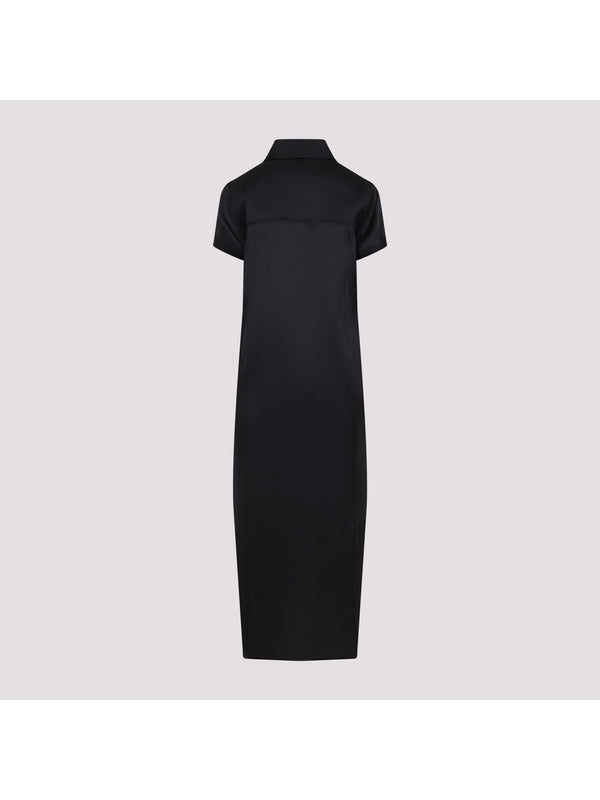 Effy Button Detail Silk Cotton Long Dress