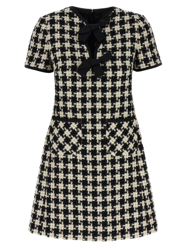 Bow Decorated
  Tweed Mini Dress