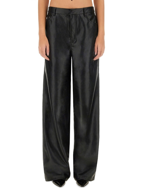 Straight Fake Leather Pants