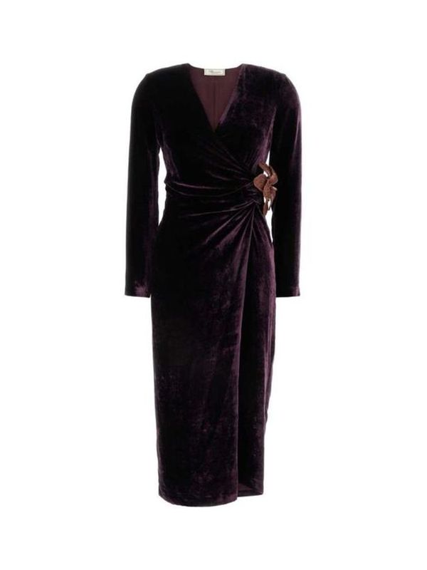 Flower
  Decoration Velvet Midi Dress