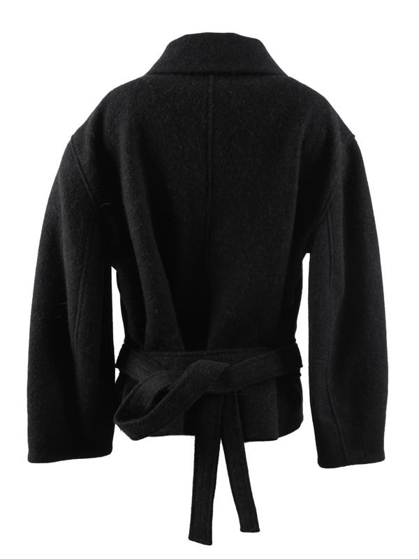 Asymmetric Wool Alpaca Short Coat