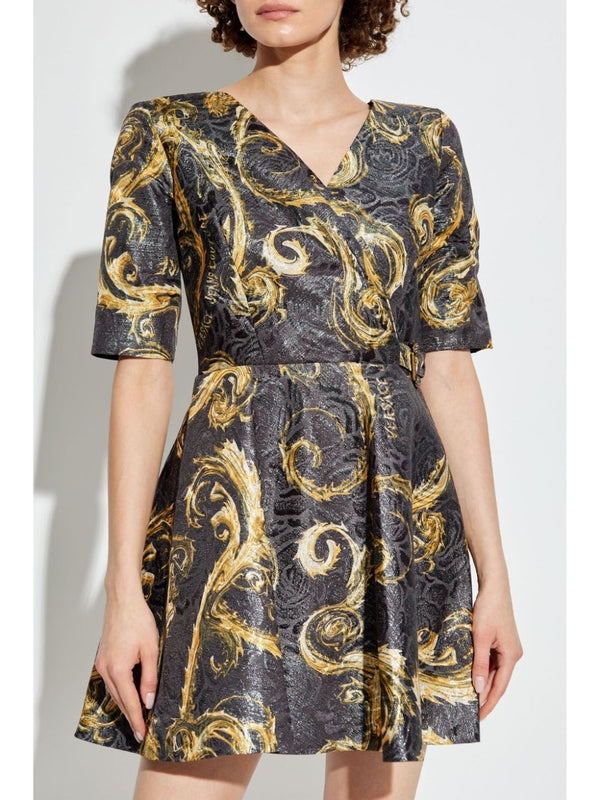 Allover Print Belt Midi Dress