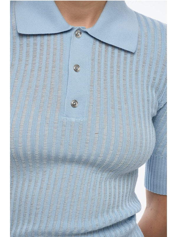 Ribbed Wool Polo Shirt