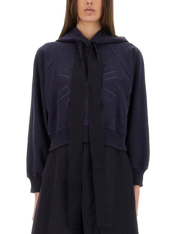 Drawstring Logo Embroidery Cotton Hoodie