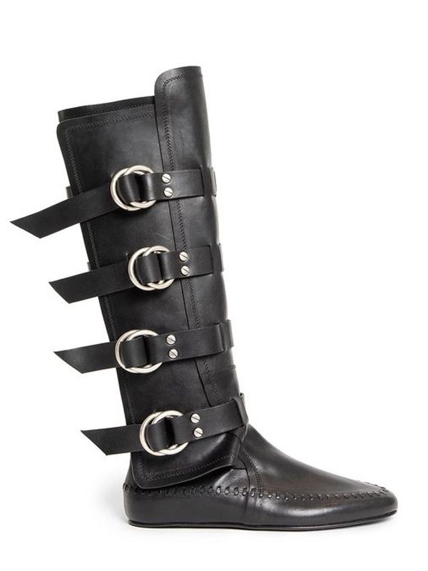 Silver Black Middle Boots