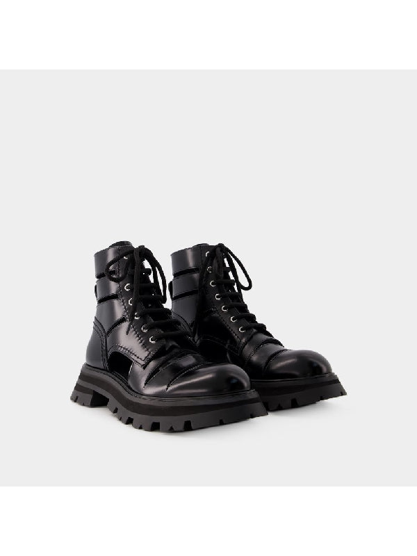 Wander Cutout Leather Lace-Up Boots