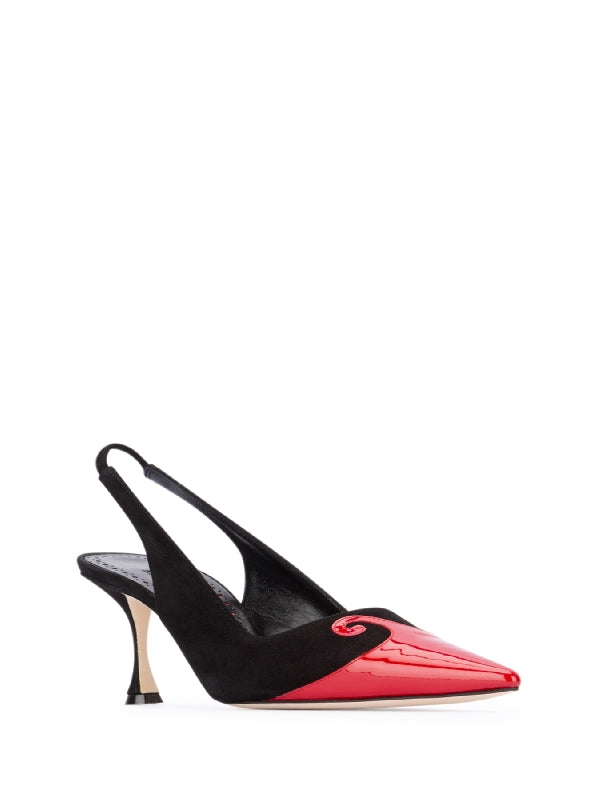 Zaboru Two-tone Leather Slingback Heels