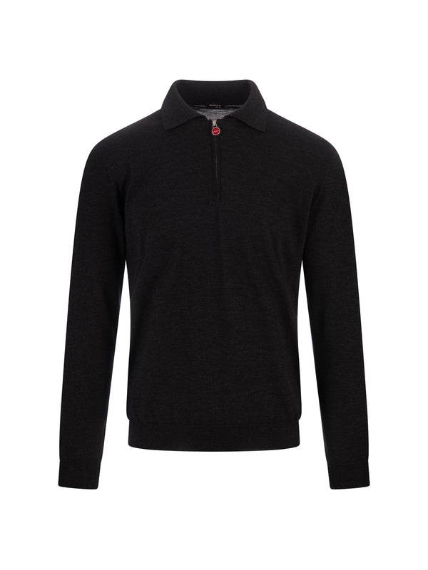 High Neck Half Zip Wool Knit