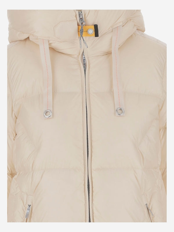 Logo Patch Hooded Long Down Jacket