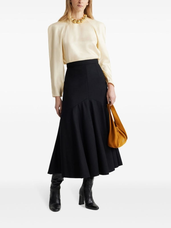 Black Wool Long Skirt